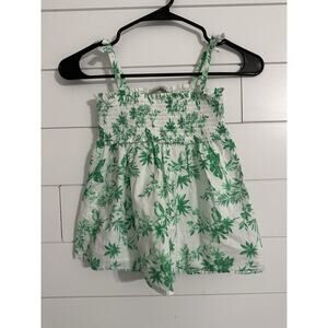 Janie And Jack Girls 8 Summer Palm Tree Smocked Top Blouse Shirt Tank Spaghetti